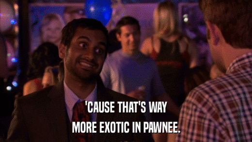 'CAUSE THAT'S WAY MORE EXOTIC IN PAWNEE. 