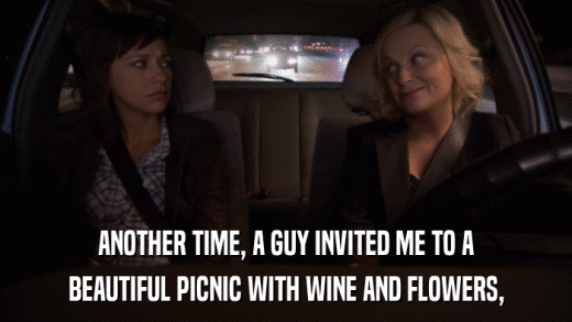 ANOTHER TIME, A GUY INVITED ME TO A BEAUTIFUL PICNIC WITH WINE AND FLOWERS, 