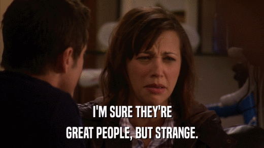 I'M SURE THEY'RE GREAT PEOPLE, BUT STRANGE. 