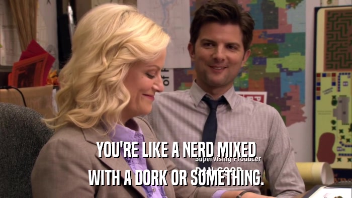 YOU'RE LIKE A NERD MIXED WITH A DORK OR SOMETHING. 