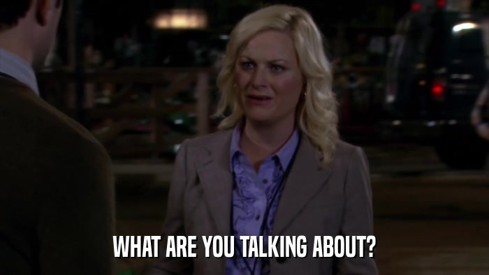 WHAT ARE YOU TALKING ABOUT?  