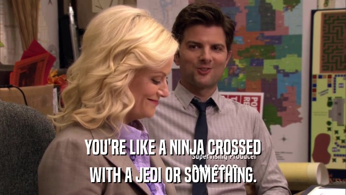 YOU'RE LIKE A NINJA CROSSED WITH A JEDI OR SOMETHING. 