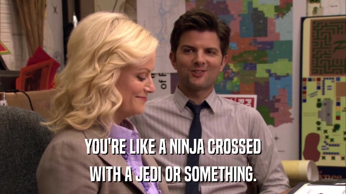 YOU'RE LIKE A NINJA CROSSED WITH A JEDI OR SOMETHING. 