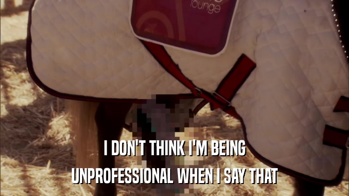 I DON'T THINK I'M BEING UNPROFESSIONAL WHEN I SAY THAT 