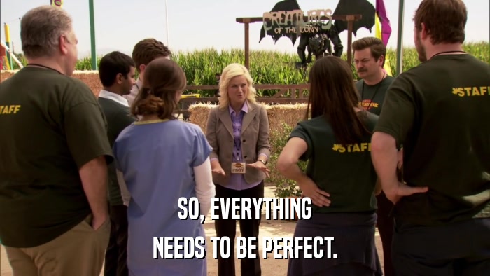 SO, EVERYTHING NEEDS TO BE PERFECT. 