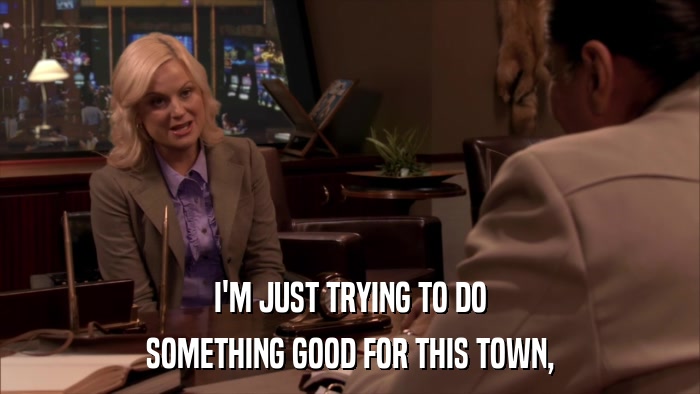 I'M JUST TRYING TO DO SOMETHING GOOD FOR THIS TOWN, 