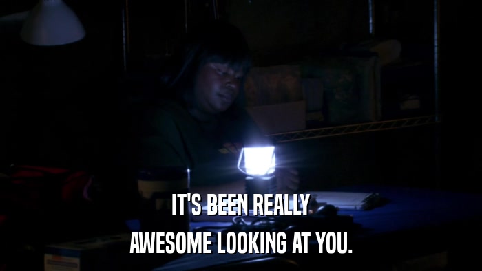 IT'S BEEN REALLY AWESOME LOOKING AT YOU. 