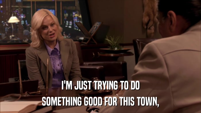 I'M JUST TRYING TO DO SOMETHING GOOD FOR THIS TOWN, 