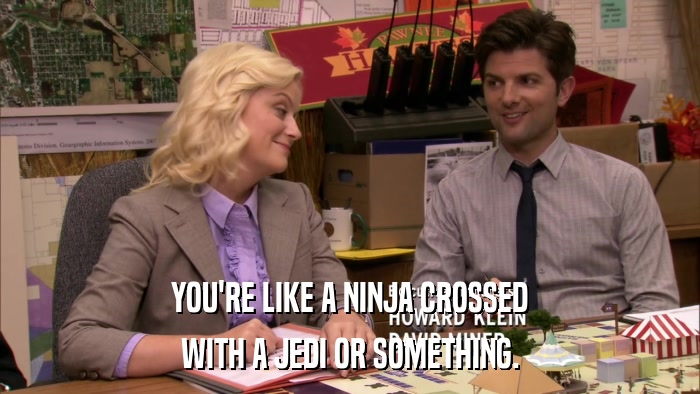 YOU'RE LIKE A NINJA CROSSED WITH A JEDI OR SOMETHING. 