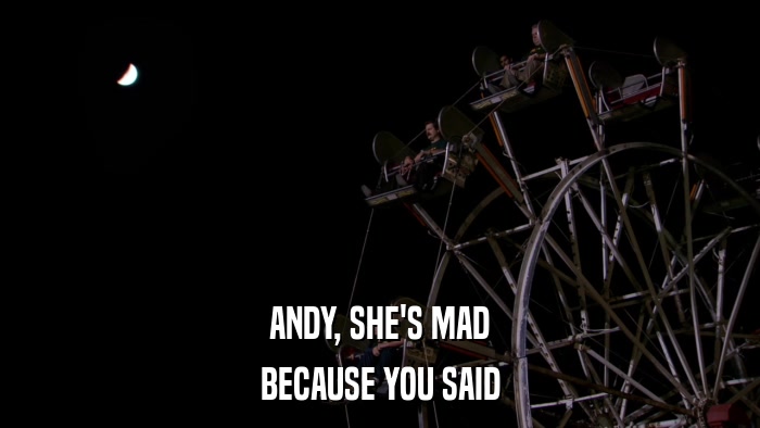 ANDY, SHE'S MAD BECAUSE YOU SAID 