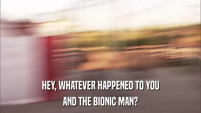 HEY, WHATEVER HAPPENED TO YOU AND THE BIONIC MAN? 