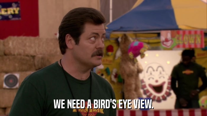 WE NEED A BIRD'S EYE VIEW.  