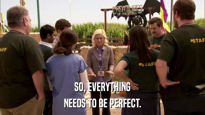 SO, EVERYTHING NEEDS TO BE PERFECT. 