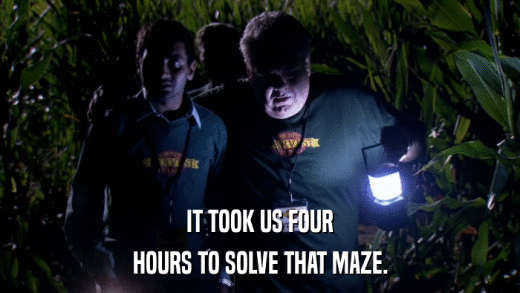 IT TOOK US FOUR HOURS TO SOLVE THAT MAZE. 