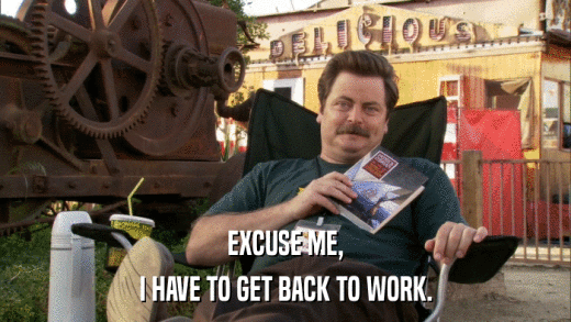 EXCUSE ME, I HAVE TO GET BACK TO WORK. 