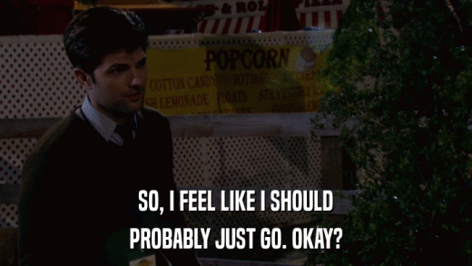 SO, I FEEL LIKE I SHOULD PROBABLY JUST GO. OKAY? 