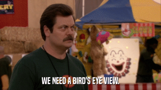 WE NEED A BIRD'S EYE VIEW.  