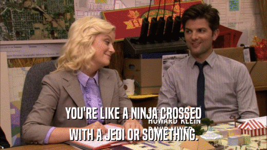 YOU'RE LIKE A NINJA CROSSED WITH A JEDI OR SOMETHING. 