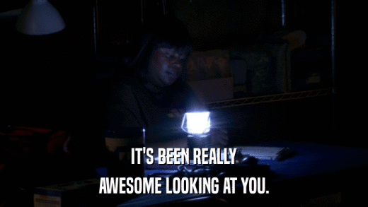 IT'S BEEN REALLY AWESOME LOOKING AT YOU. 