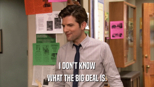 I DON'T KNOW WHAT THE BIG DEAL IS. 