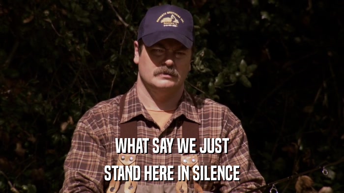 WHAT SAY WE JUST STAND HERE IN SILENCE 