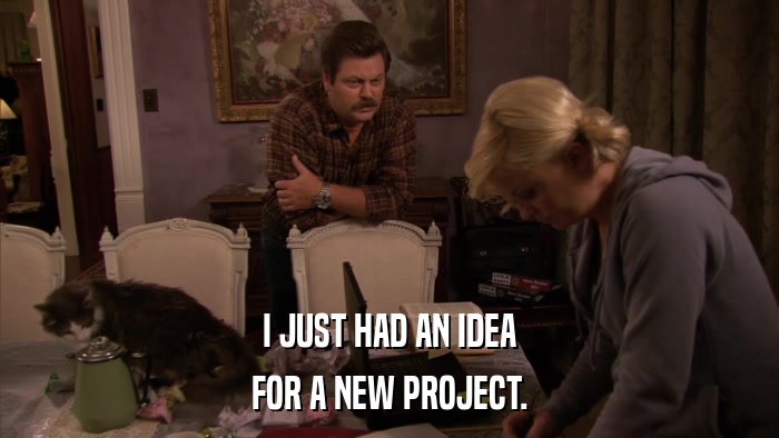 I JUST HAD AN IDEA FOR A NEW PROJECT. 