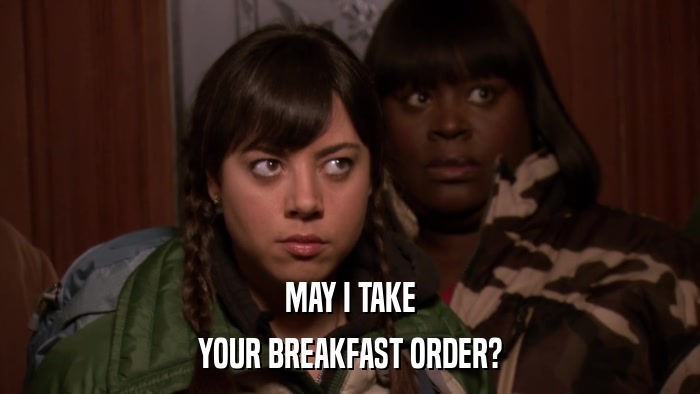 MAY I TAKE YOUR BREAKFAST ORDER? 
