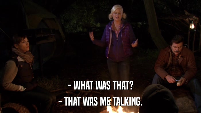 - WHAT WAS THAT? - THAT WAS ME TALKING. 