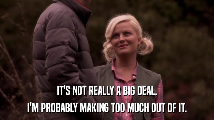 IT'S NOT REALLY A BIG DEAL. I'M PROBABLY MAKING TOO MUCH OUT OF IT. 
