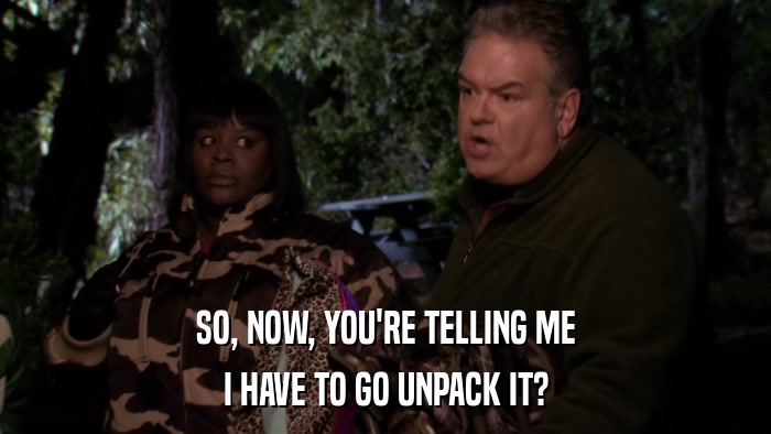 SO, NOW, YOU'RE TELLING ME I HAVE TO GO UNPACK IT? 