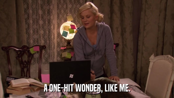 A ONE-HIT WONDER, LIKE ME.  