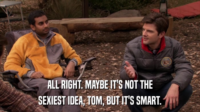 ALL RIGHT. MAYBE IT'S NOT THE SEXIEST IDEA, TOM, BUT IT'S SMART. 