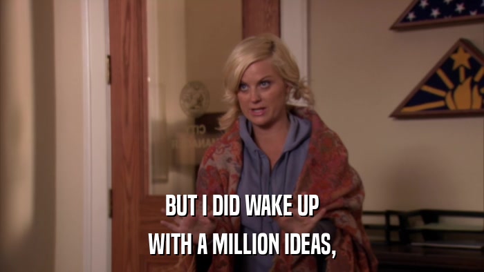 BUT I DID WAKE UP WITH A MILLION IDEAS, 