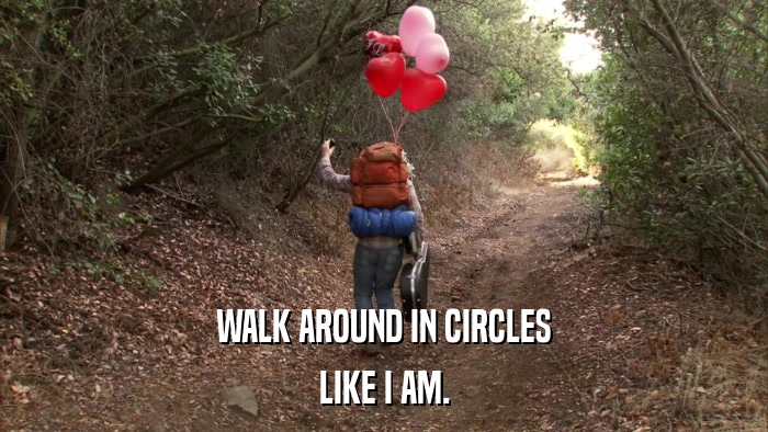 WALK AROUND IN CIRCLES LIKE I AM. 
