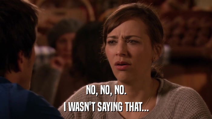 NO, NO, NO. I WASN'T SAYING THAT... 