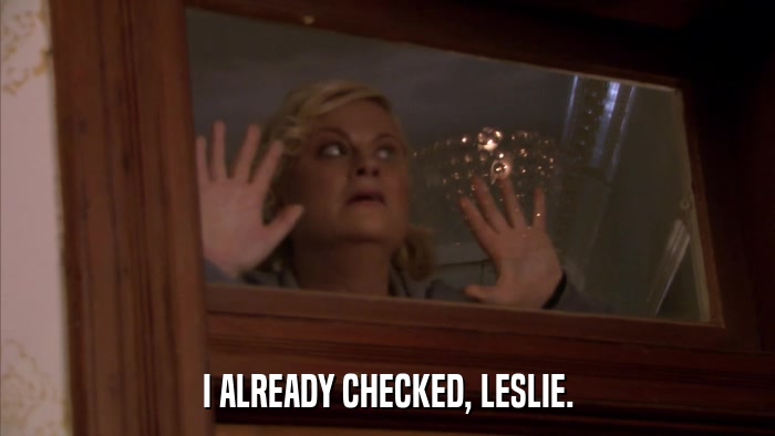 I ALREADY CHECKED, LESLIE.  