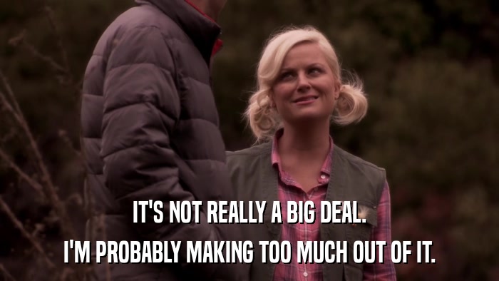 IT'S NOT REALLY A BIG DEAL. I'M PROBABLY MAKING TOO MUCH OUT OF IT. 