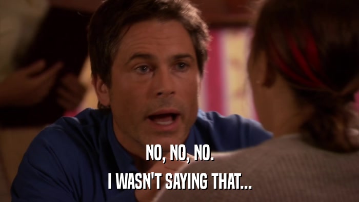 NO, NO, NO. I WASN'T SAYING THAT... 