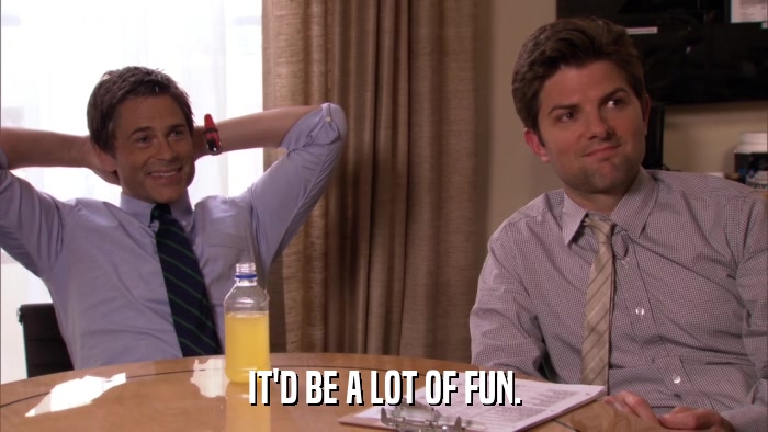 IT'D BE A LOT OF FUN.  