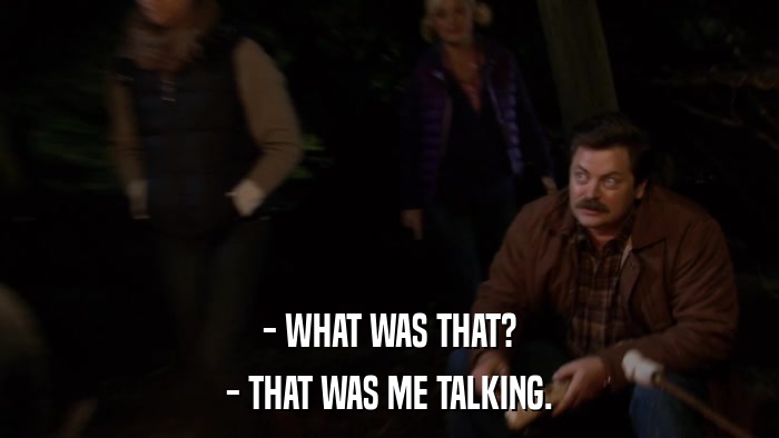 - WHAT WAS THAT? - THAT WAS ME TALKING. 