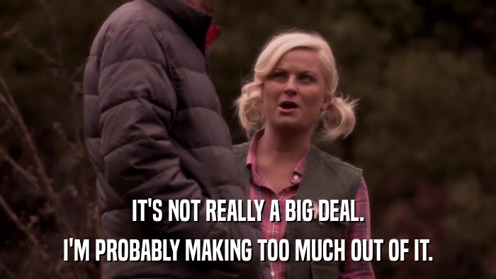IT'S NOT REALLY A BIG DEAL. I'M PROBABLY MAKING TOO MUCH OUT OF IT. 