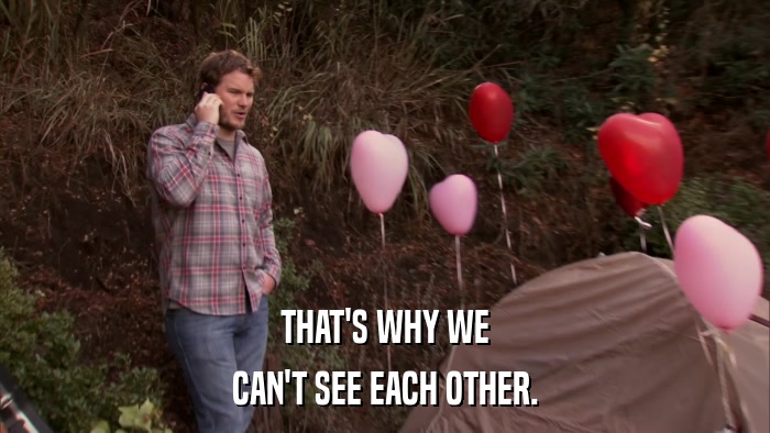 THAT'S WHY WE CAN'T SEE EACH OTHER. 