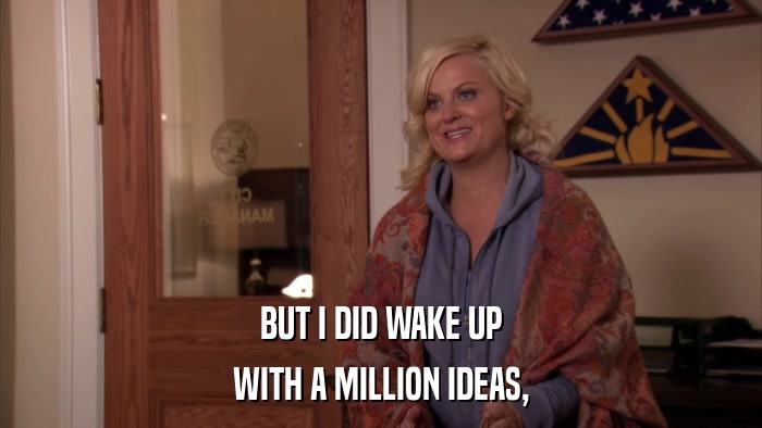 BUT I DID WAKE UP WITH A MILLION IDEAS, 