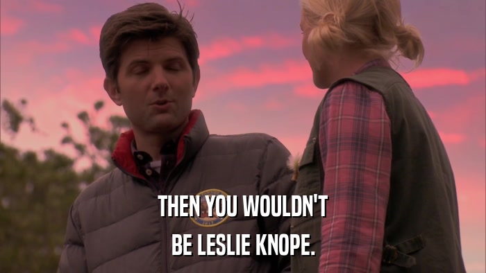 THEN YOU WOULDN'T BE LESLIE KNOPE. 