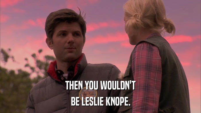 THEN YOU WOULDN'T BE LESLIE KNOPE. 