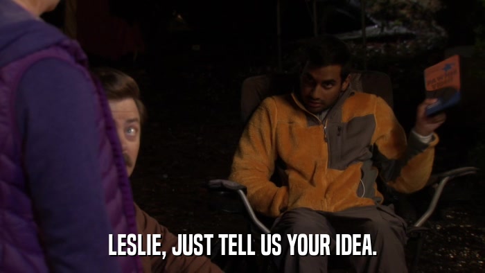 LESLIE, JUST TELL US YOUR IDEA.  