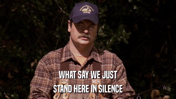 WHAT SAY WE JUST STAND HERE IN SILENCE 