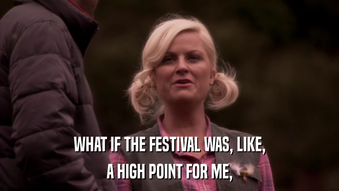 WHAT IF THE FESTIVAL WAS, LIKE, A HIGH POINT FOR ME, 