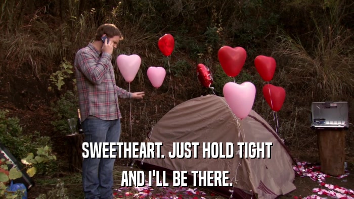 SWEETHEART. JUST HOLD TIGHT AND I'LL BE THERE. 