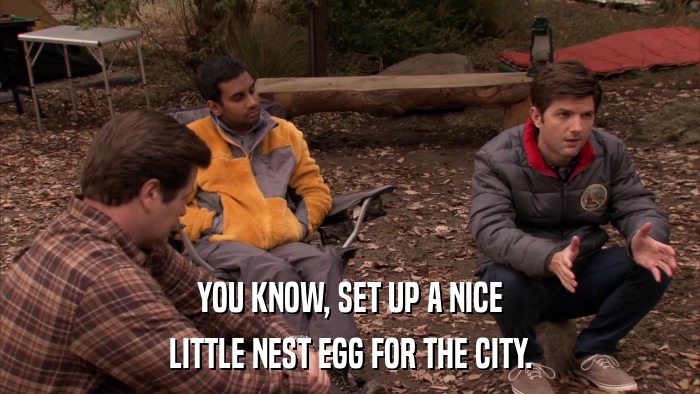YOU KNOW, SET UP A NICE LITTLE NEST EGG FOR THE CITY. 